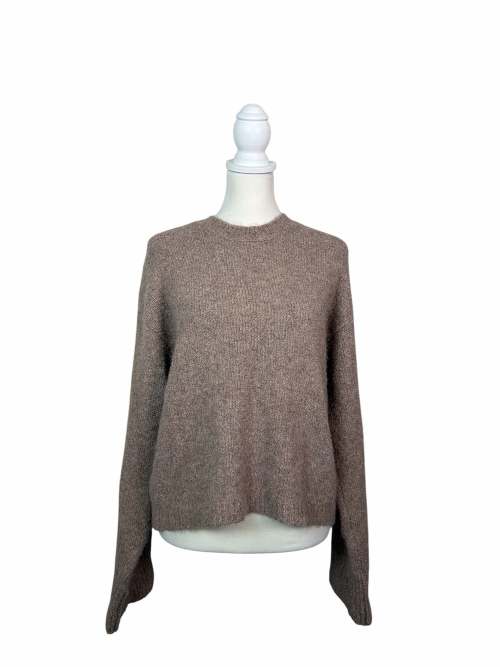 Eddie Bauer Women’s Small Alpaca Blend Fuzzy Crewneck Sweater Taupe